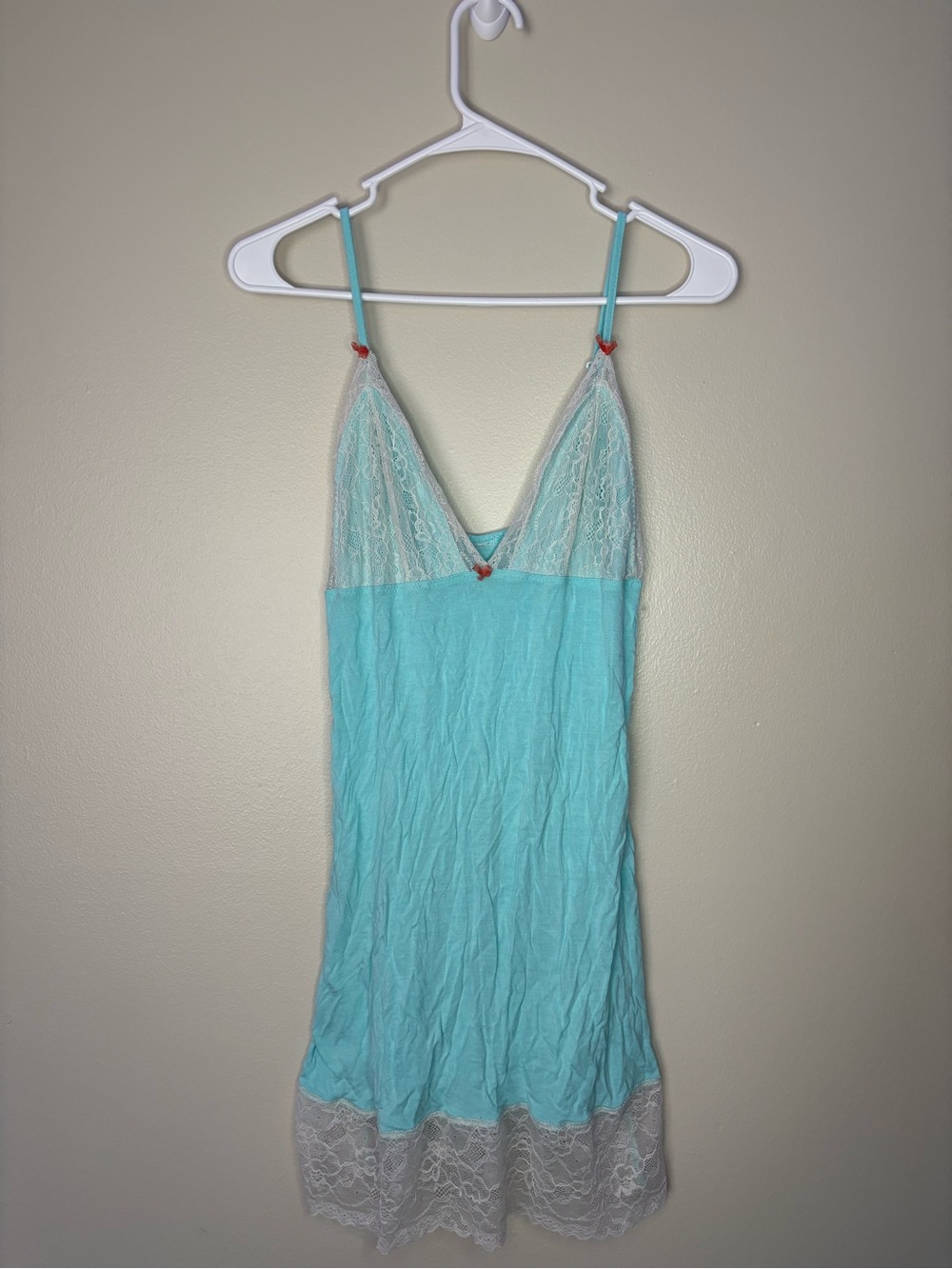 Jessica Simpson Aqua Lace-Trim Chemise Slip